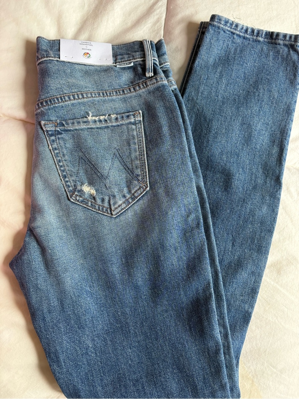 MOTHER Stunner x Candace NWT Swanpoel  Straight Leg Jeans in Medium Blue Wash